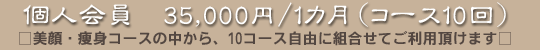 個人会員 35,000円/1ヶ月(コース10回)